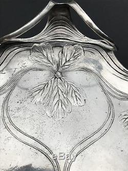 Antique Orivit Jugenstil Art Nouveau Silver plate Tray With Floral Motif. 2346 E