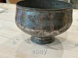 Antique Ottoman Bowl 18th Century Copper with Silver Plate engraved with Year
