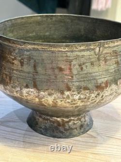 Antique Ottoman Bowl 18th Century Copper with Silver Plate engraved with Year