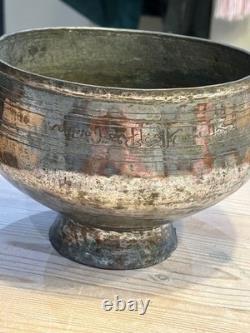 Antique Ottoman Bowl 18th Century Copper with Silver Plate engraved with Year