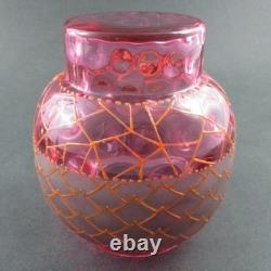 Antique PICKLE CASTOR CRANBERRY enamel JAR James W. TUFTS #3606 ORIGINAL