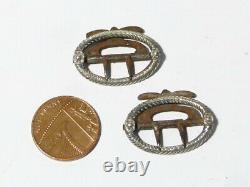 Antique Pair 19thC PRETTY Silver Plated Steel Oval Ornate Breeches Buckles #B17