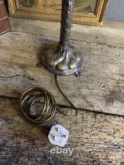 Antique Pair Silver Plated Altar Candlesticks Lamp Light Gothic Large Medieval