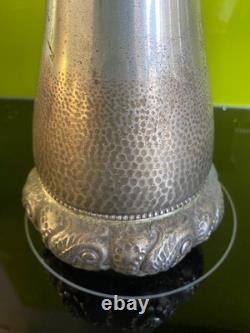 Antique Pair of WMF Arts & Crafts Hammered Silver Plated Large Vases