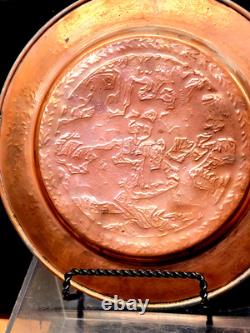 Antique Persian Copper/tin/silver Decorated 8 Inch Plate