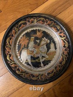 Antique Persian mixed metals Engraved Plate 15 ounces