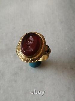 Antique Rare Memento Mori Gold Plated Mourning Ring 1886