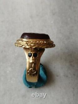 Antique Rare Memento Mori Gold Plated Mourning Ring 1886