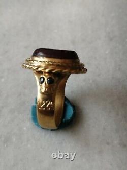 Antique Rare Memento Mori Gold Plated Mourning Ring 1886