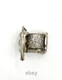 Antique Rare Napkin Ring Silver Plated Fox Hunt Horse equestrian Dinning Decor