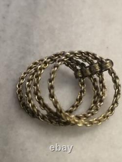 Antique Rare Pre / Georgian Silver, Gold Plated Ring, Chain With Filigree US-8