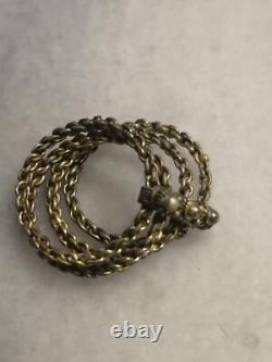 Antique Rare Pre / Georgian Silver, Gold Plated Ring, Chain With Filigree US-8