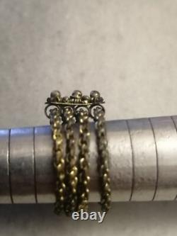 Antique Rare Pre / Georgian Silver, Gold Plated Ring, Chain With Filigree US-8