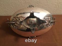 Antique Rare Silver Plate Ornate Centerpiece with Mary Gregory Vase