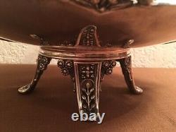 Antique Rare Silver Plate Ornate Centerpiece with Mary Gregory Vase