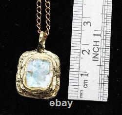 Antique Roman Glass Gold Plated Pendant Ancient Fragment 200 B. C Bluish Patina