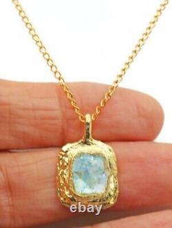 Antique Roman Glass Gold Plated Pendant Ancient Fragment 200 B. C Bluish Patina
