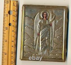 Antique Russian Icon Sterling Silver Gold Plated Original st Mikhail (50000j)