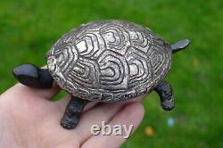 Antique SILVER PLATED TORTOISE Novelty Servants Hotel Table Call Bell WORKING