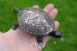 Antique SILVER PLATED TORTOISE Novelty Servants Hotel Table Call Bell WORKING