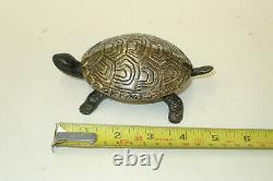 Antique SILVER PLATED TORTOISE Novelty Servants Hotel Table Call Bell WORKING