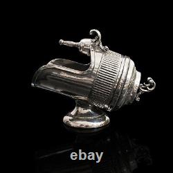 Antique Salt Cellar, English, Silver Plate, Server, Miniature Scuttle, Victorian