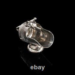 Antique Salt Cellar, English, Silver Plate, Server, Miniature Scuttle, Victorian