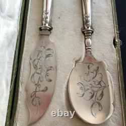 Antique Set Art nouveau France 19th Century Silver 950 Silver Plated Native Box