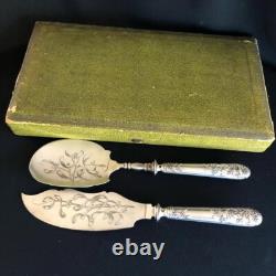 Antique Set Art nouveau France 19th Century Silver 950 Silver Plated Native Box