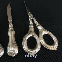 Antique Sewing Set scissors Europe 20th Century Metal Silver plating Native Box
