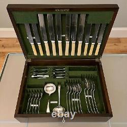 Antique Sheffield Silver Plated Cutlery Canteen LOCK & KEY 60-Piece Set 6 Places