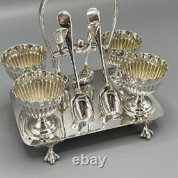 Antique Sheffield Silver Plated Egg Cruet Egg Cup Set on Stand Victorian c1900