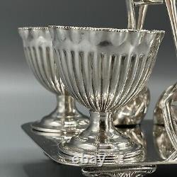 Antique Sheffield Silver Plated Egg Cruet Egg Cup Set on Stand Victorian c1900