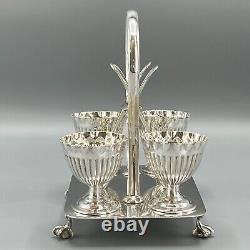 Antique Sheffield Silver Plated Egg Cruet Egg Cup Set on Stand Victorian c1900