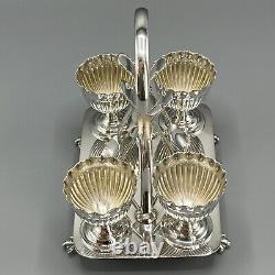 Antique Sheffield Silver Plated Egg Cruet Egg Cup Set on Stand Victorian c1900