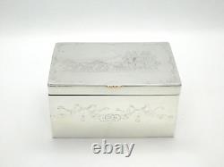 Antique Sheffield dresser box large RARE Silver Plate Footed Jewelry Trinket Box