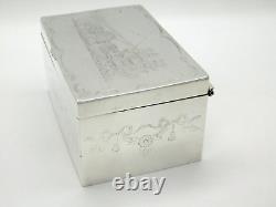 Antique Sheffield dresser box large RARE Silver Plate Footed Jewelry Trinket Box