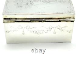Antique Sheffield dresser box large RARE Silver Plate Footed Jewelry Trinket Box