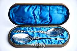 Antique Silver Apostle Serving Spoons (Pair) in original case circa late 1800's