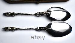 Antique Silver Apostle Serving Spoons (Pair) in original case circa late 1800's