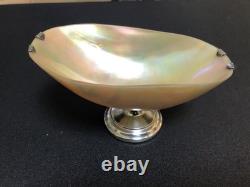 Antique Silver Mounted Mother Of Pearl Shell Bon Bon Dish