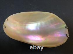 Antique Silver Mounted Mother Of Pearl Shell Bon Bon Dish