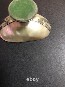 Antique Silver Mounted Mother Of Pearl Shell Bon Bon Dish