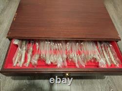 Antique Silver Pieces King Pattern Canteen Cabinet