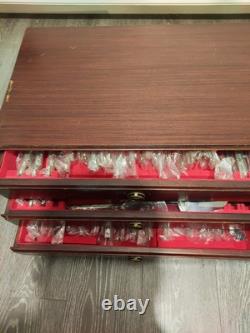 Antique Silver Pieces King Pattern Canteen Cabinet