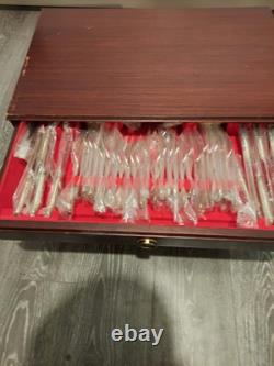 Antique Silver Pieces King Pattern Canteen Cabinet