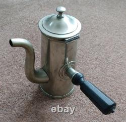 Antique Silver Plate Chocolate or Coffee Pot with Wooden Handle