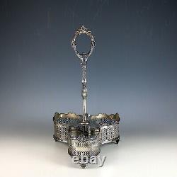 Antique Silver Plate Decanter Stand Tantalus Liquor Caddy 19th Century