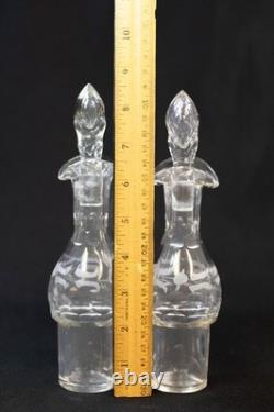 Antique Silver Plate & Glass Cruet/Condiment Caddy 6 Pc Set All Original Bottles
