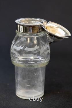 Antique Silver Plate & Glass Cruet/Condiment Caddy 6 Pc Set All Original Bottles